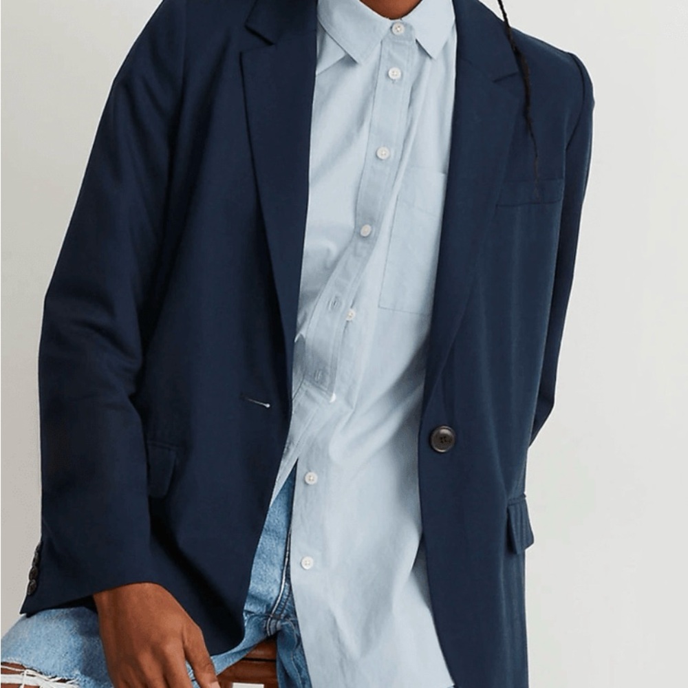 Madewell Larsen Drapeweave Blazer Deep Navy - Sz M